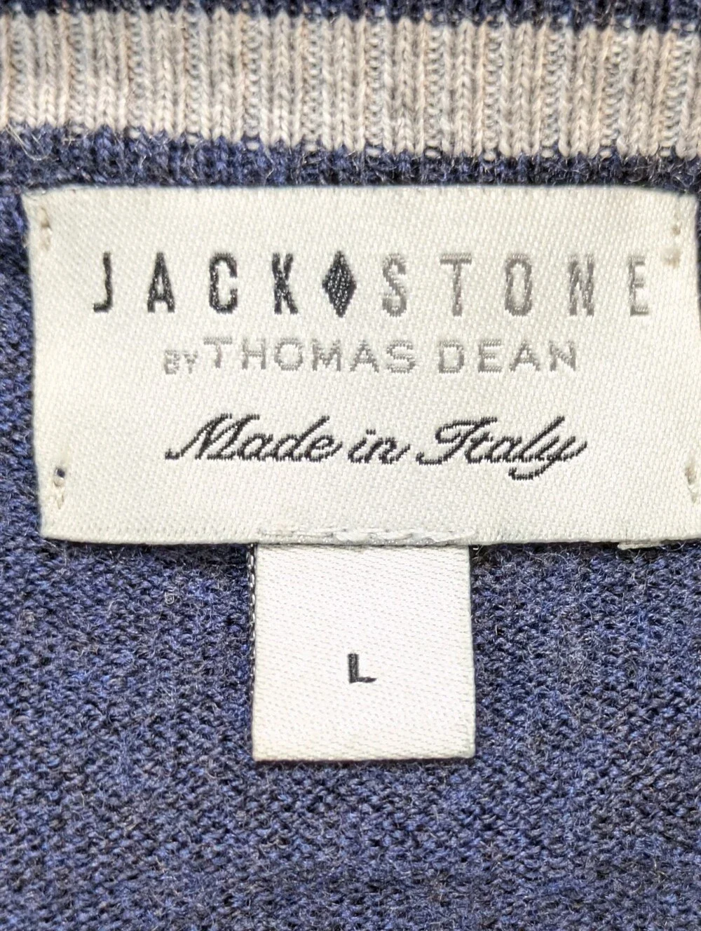 Jack Stone Thomas Dean Extra Fine Merino Wool V-neck Sweater Preppy Casual L